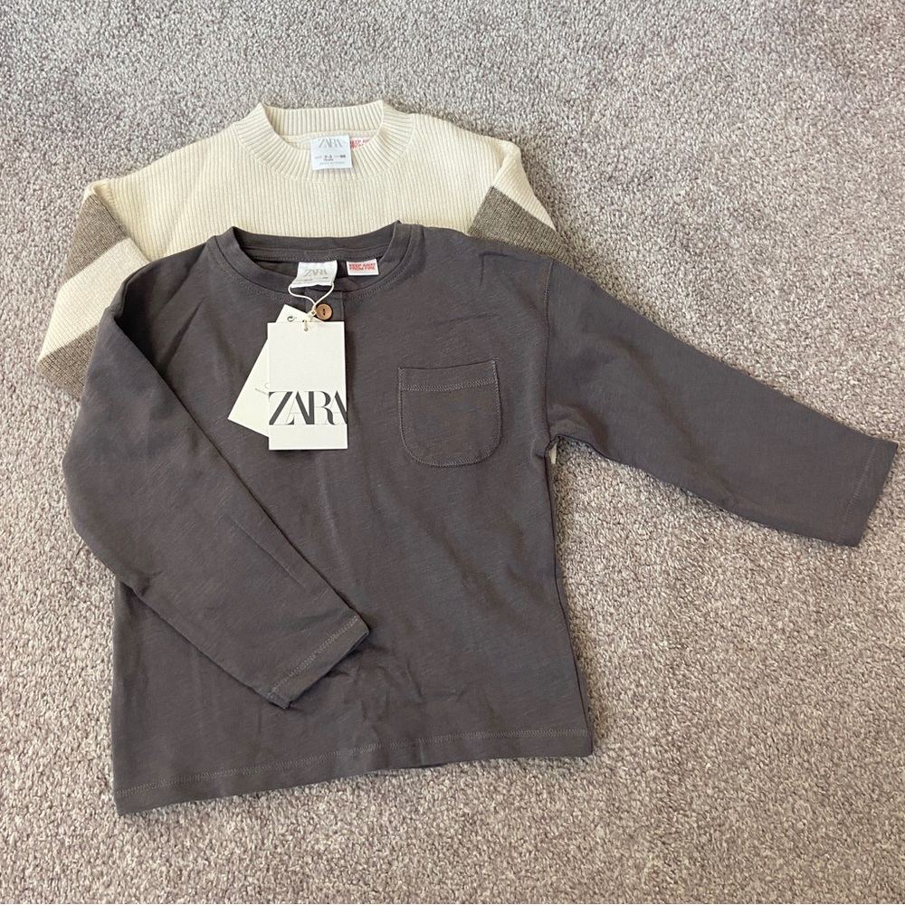 Zara Kids bundle- sweater and long sleeve shirt. Size 2-3.